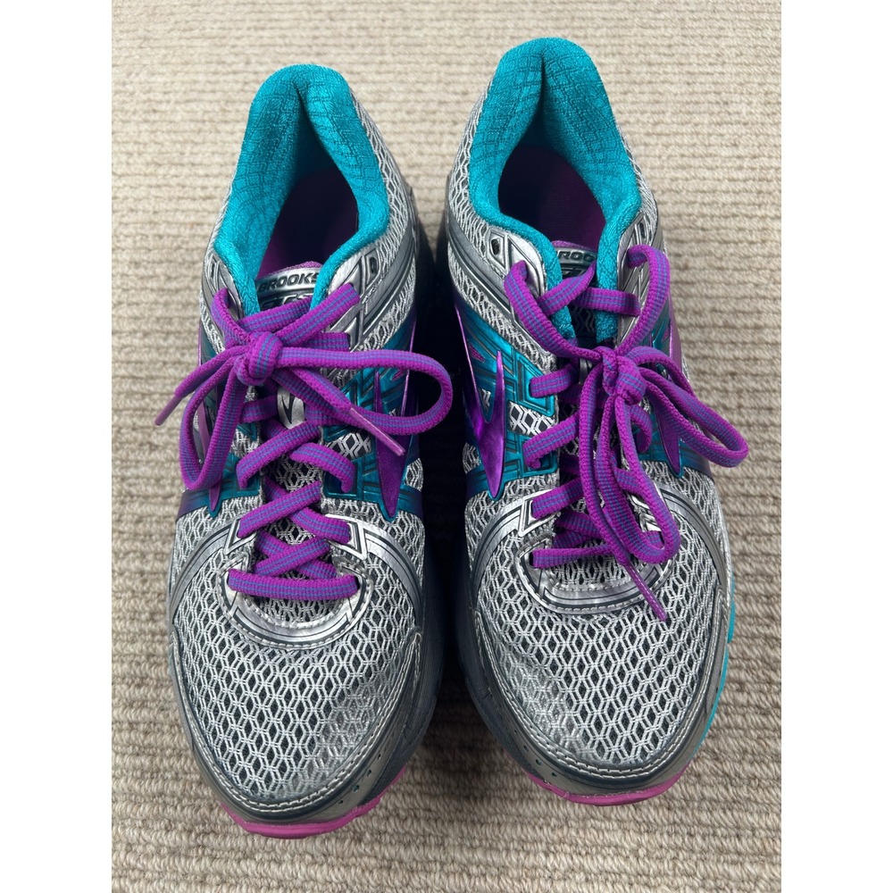 Brooks Adrenaline GTS 17 Running Shoes Womens 7 Silver Purple Teal - Picture 7 of 13